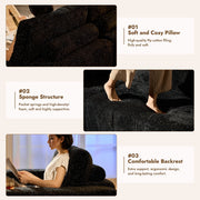 OVIOS 114" Cloud Sectional Sofa - L-Shaped Faux Leather Modular Couch with Deep Seat Chaise