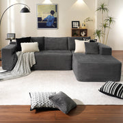 OVIOS 104" L-Shape Modular Couch with Chaise,Corduroy Fabric,No Assembly Required