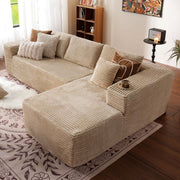 OVIOS 104" L-Shape Modular Couch with Chaise, Plush Corduroy Fabric, No Assembly Required